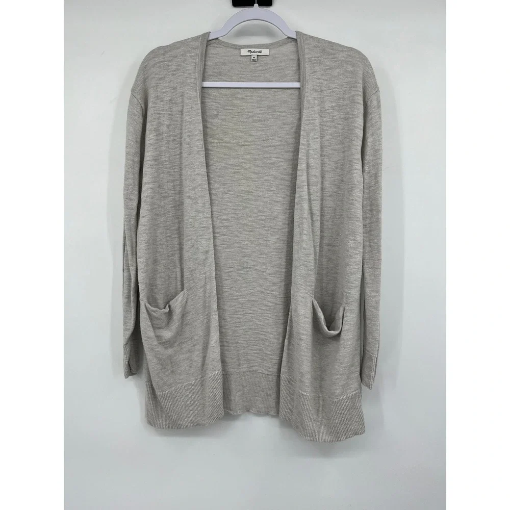 Madewell Womens XS Heather‎ Gray Cotton Blend Open Front Pocket Cardigan Sweater